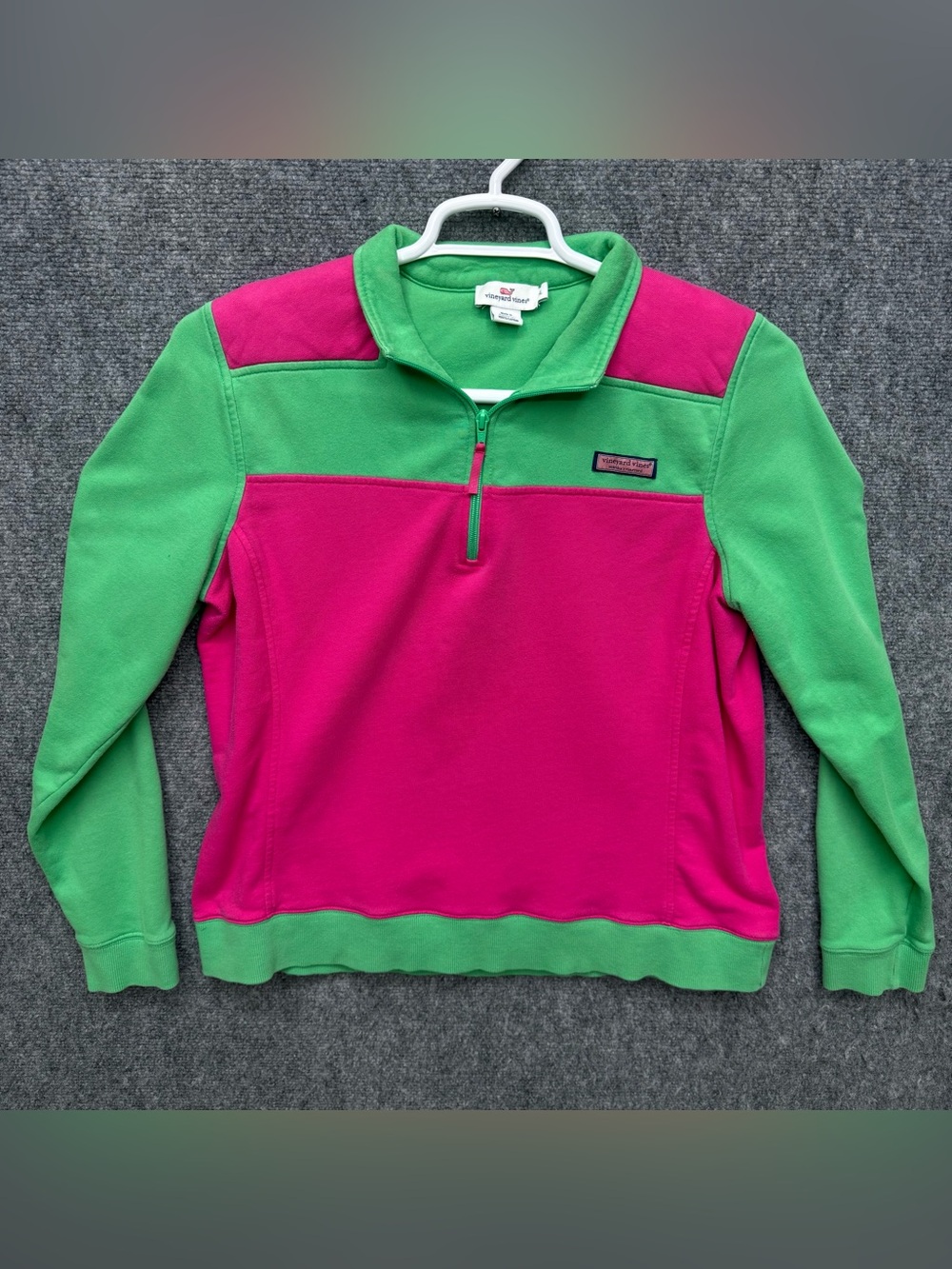 Vineyard Vines Women’s Pink/Green Quarter Zip Pullover Sweatshirt Size XL